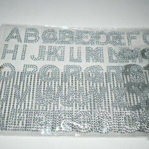 Rhinestone Stickers 170 Pieces Self-Adhesive, Alphabet/ Numbers Border, Silver,